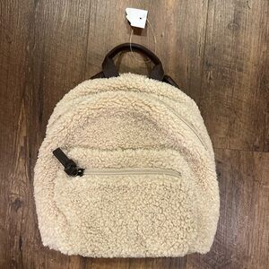Small Tan Plush Mini Book Bag Purse